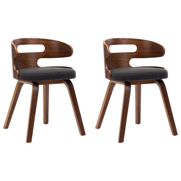 vidaXL Chaises à manger lot de 2 gris foncé bois courbé et tissu