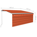 vidaXL Auvent rétractable manuel avec store 3x2 5 m Orange et marron
