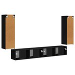 vidaXL Ensemble de meuble TV mural 4 Pièces Noir Bois d'ingénierie