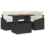 vidaXL Ensemble de canapé de jardin 5 Pièces Noir Poly rotin