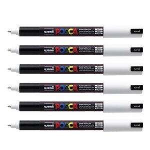 Marqueur pointe calibrée extra-fine pc1mr 0 7mm blanc x 6 POSCA
