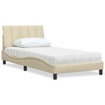 vidaXL Lit avec matelas crème 100x200 cm tissu