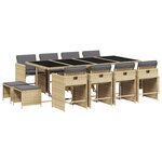 vidaXL Ensemble à manger de jardin coussins 13 Pièces mélange beige rotin