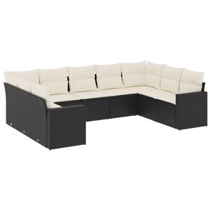 vidaXL Salon de jardin 9 Pièces avec coussins noir résine tressée