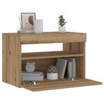 VidaXL Table de chevet avec lumières LED chêne artisanal 60x35x40 cm