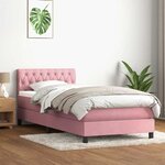 vidaXL Sommier à lattes de lit avec matelas et LED rose 90x220 cm velours
