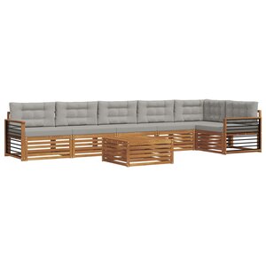 vidaXL Ensemble de canapés d'extérieur 7 Pièces Gris Naturel et Clair