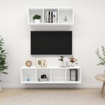 vidaXL Ensemble de meuble TV 2 Pièces Blanc Aggloméré