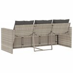 vidaXL Canapé de jardin et coussins 3 places gris clair résine tressée