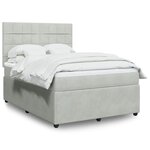 vidaXL Sommier à lattes de lit et matelas Gris clair 160x200cm Velours