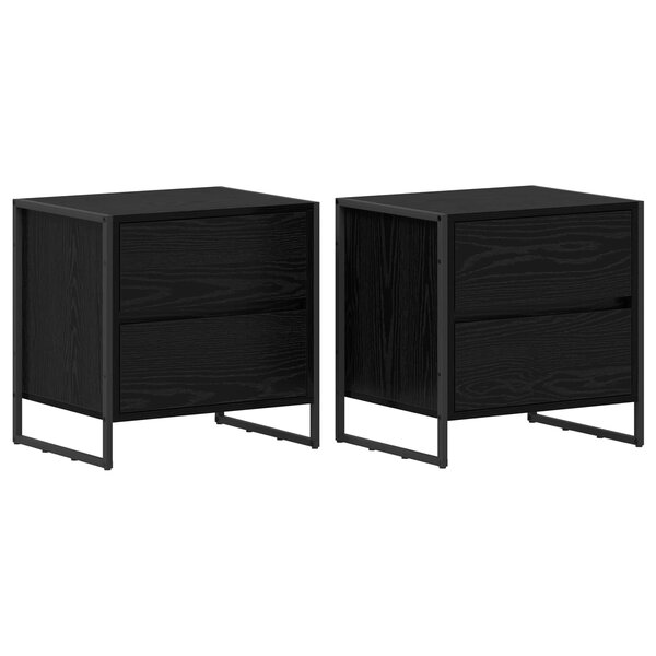 vidaXL Table de chevet avec tiroir 2 Pièces Chêne noir 50 x 39 5 x 50 cm