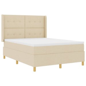 vidaXL Lit à ressorts avec matelas Crème 140 x 200 cm tissu