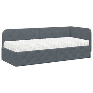 vidaXL Cadre de lit d'angle Gris foncé 80 x 200 cm Velours