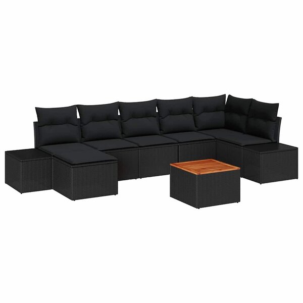 vidaXL Ensemble de canapé de jardin 8 Pièces Noir