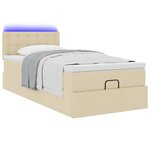 vidaXL Lit ottoman avec matelas et LED crème 90x200 cm tissu