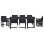 vidaXL Ensemble de Salle à Manger de Jardin de 9 Pièces avec Coussins Noir en Rattan PE