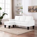 vidaXL Canapé à 3 places avec repose-pied Blanc Similicuir