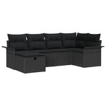 vidaXL Ensemble de canapé de jardin 6 Pièces Noir 242.5 x 132.5 x 85 cm