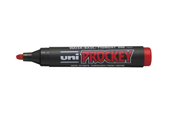 Marqueur PROCKEY PM126 Pointe biseautée large 5,7mm Rouge x 12 UNI-BALL