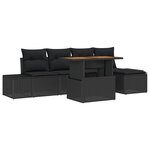 vidaXL Ensemble de canapé de jardin 6 Pièces Noir Poly rotin