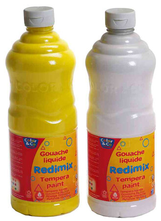 Pack 8 x 1 L Gouache liquide jaune, rouge, bleu, vert, marron, noir et 2 x ... LEFRANC BOURGEOIS