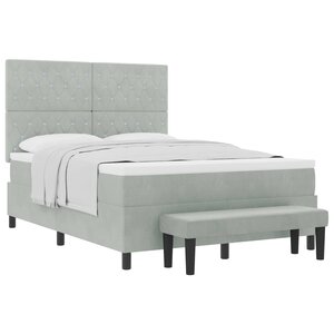 vidaXL Lit à ressorts avec matelas Gris clair 160 x 200 cm Velours