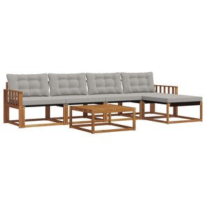vidaXL Ensemble de canapés d'extérieur 6 Pièces Gris Naturel et Clair