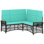 vidaXL Ensemble de canapés inclinables de jardin Noir et turquoise