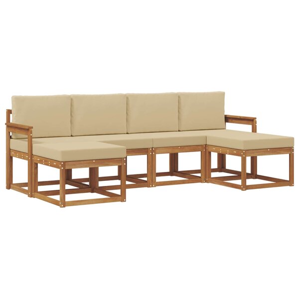 vidaXL Ensemble de canapés d'extérieur 6 pc Naturel et Beige