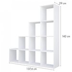 Etagères bibliothèque escalier REGAL 10 compartiments BLANC