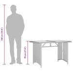 vidaXL Table de jardin avec dessus en verre marron 110x68x70 cm rotin