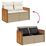vidaXL Salon de jardin avec coussins 9 Pièces beige résine tressée acacia