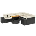 vidaXL Salon de jardin 10 Pièces avec coussins noir résine tressée