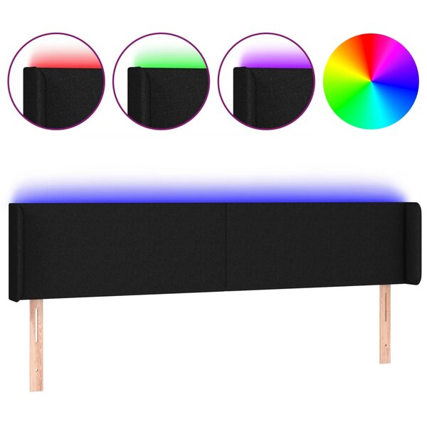 vidaXL Tête de lit à LED Noir 163x16x78/88 cm Tissu