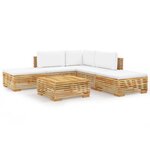 vidaXL Salon de jardin 6 Pièces avec coussins Bois de teck solide