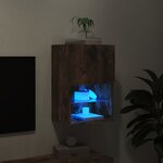 vidaXL Meuble TV avec lumières LED chêne fumé 40 5x30x60 cm