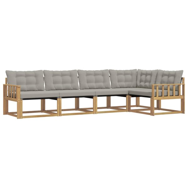 vidaXL Ensemble de canapés d'extérieur 5 pc Blanc et gris clair