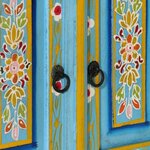 vidaXL Meuble TV bleu 110x30x40 cm bois massif de manguier