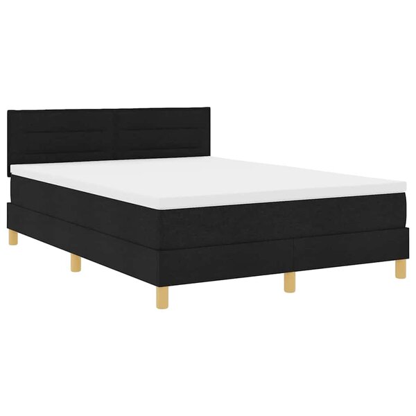 vidaXL Lit à ressort LED avec bandes LED Noir 160 x 200 cm tissu
