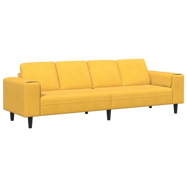 vidaXL Canapé Jaune clair 250 x 77 x 76 cm Tissu en velours côtelé