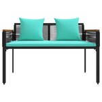 vidaXL Ensemble de meubles d'extérieur 4 Pièces Noir et turquoise