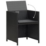 vidaXL Chaises à manger de jardin et coussins lot de 4 noir poly rotin