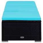 vidaXL Chaise longue avec coussin et table à thé Résine tressée Bleu