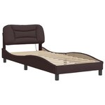 vidaXL Cadre de lit avec LED sans matelas Hvar marron foncé 90x190 cm tissu