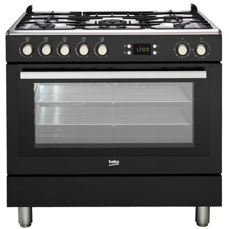 Beko gm15310db piano de cuisson - table gaz 5 foyers - 3 3kw - four multifonction- 112l - a++- larg 90cm x haut 85cm - coloris noir