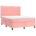 vidaXL Sommier à lattes de lit matelas et LED Rose 140x190 cm Velours