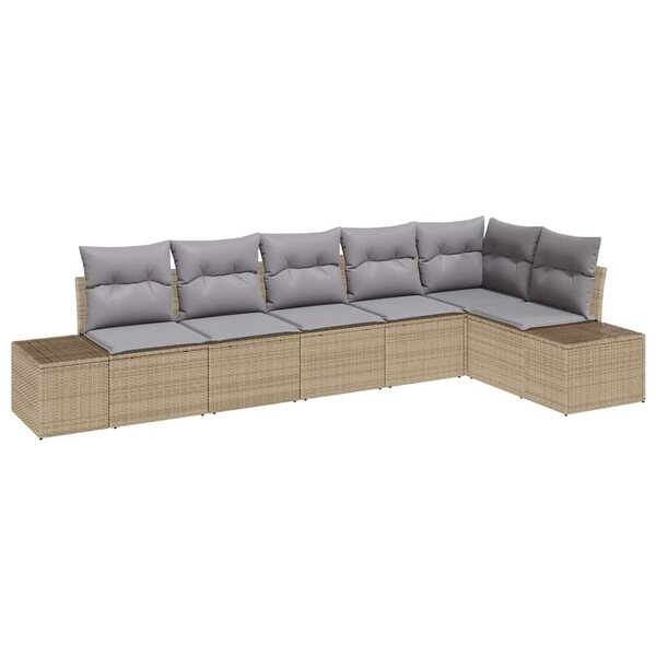 vidaXL Ensemble de canapé de jardin 6 Pièces Beige  Gris clair