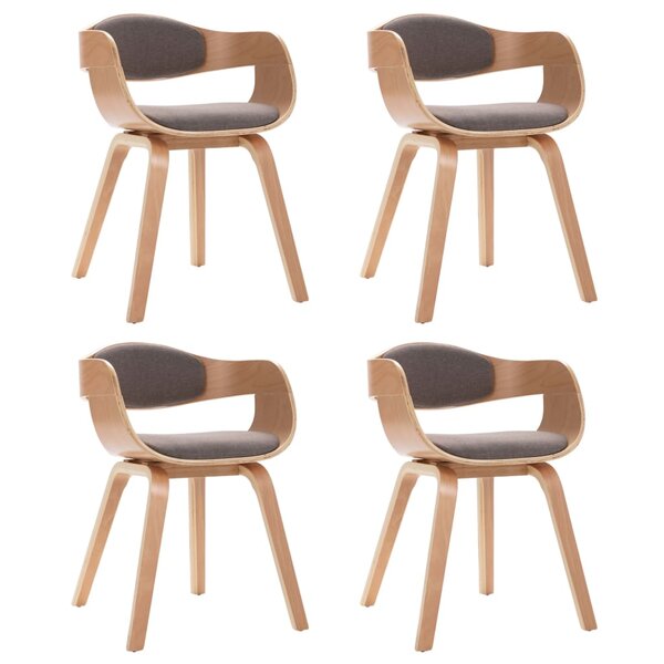 vidaXL Chaises à manger lot de 4 bois courbé et tissu taupe
