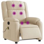 vidaXL Fauteuil inclinable de massage électrique crème tissu