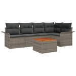 Ensemble de 6 Canapés de Jardin vidaXL avec Coussins en Gris Poly Rattan Acacia